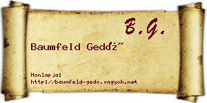 Baumfeld Gedő névjegykártya